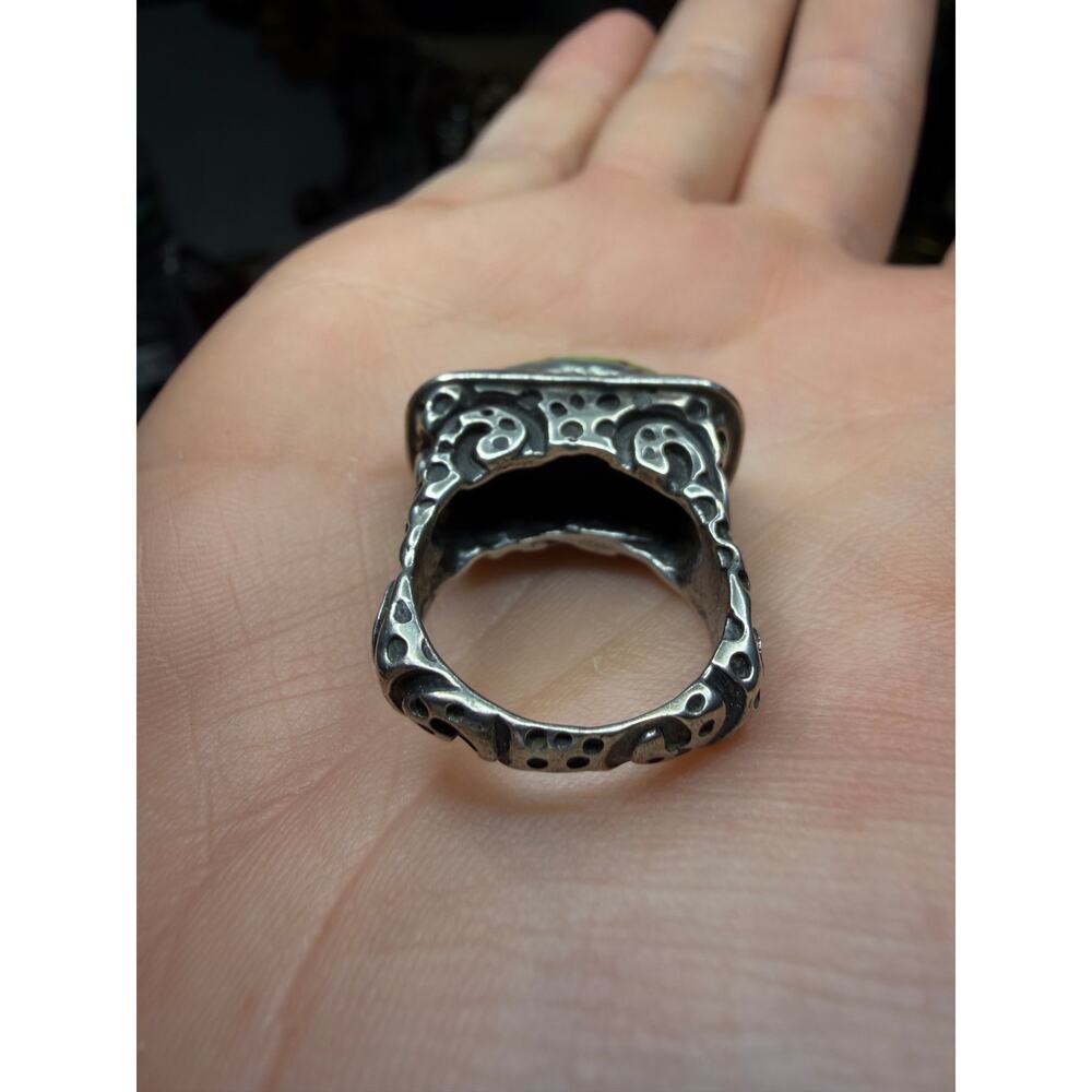 Dian Malouf Vintage Turquoise Ring Scroll Sterling Silver Sz 6.25 Artisan - Picture 4 of 7